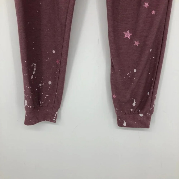 CHASER Women's Star & Paint Splatter Joggers In Glam Mauve pink - Picture 5 of 16